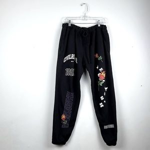 Civil Regime Black Floral Graphic Joggers